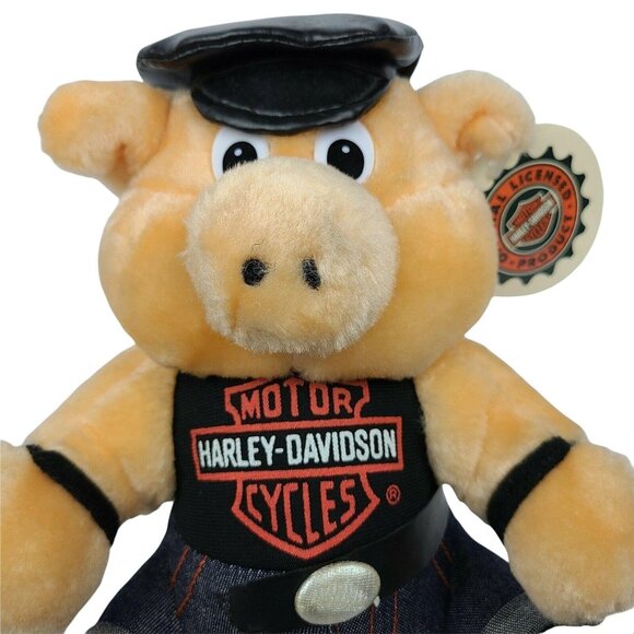 Harley Davidson Motorcycles Hog Plush Pig Biker Jeans Hat Stuffed Animal Toy - Picture 2 of 10
